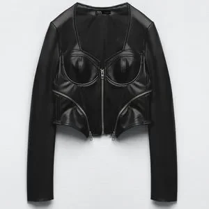 Zara | Jackets & Coats | Faux Leather Corset Style Jacket